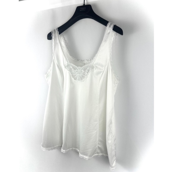 Vintage 1980’s ‘Tradition by Sears’ Nylon Satin Camisole Slip Top in White - M - Picture 5 of 10